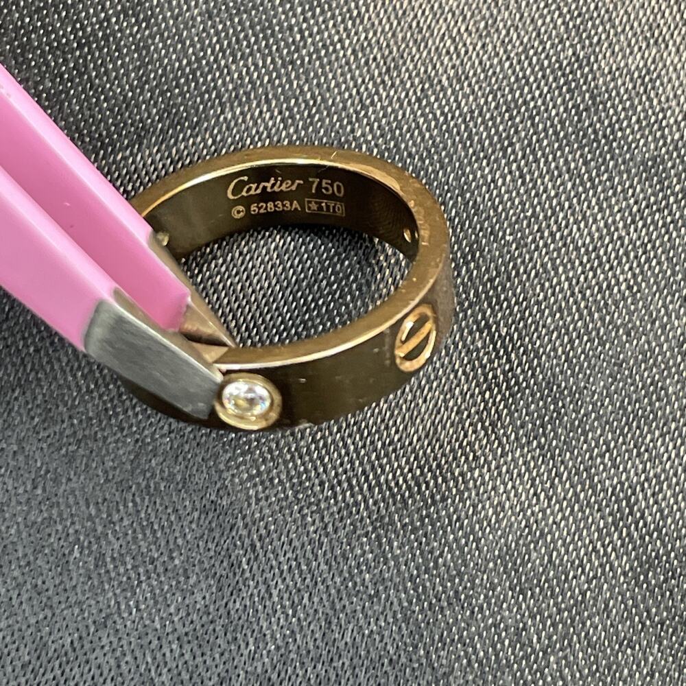 Authentic Cartier Love Ring 18K Yellow Gold 3 Diamonds Band Size 54 / US 7 - Picture 7 of 12